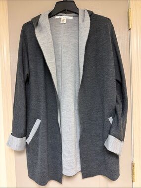 Max Studio Gray Colorblock Open-Front Cardigan